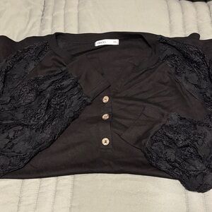 Elegant Black Lace Sleeve Blouse